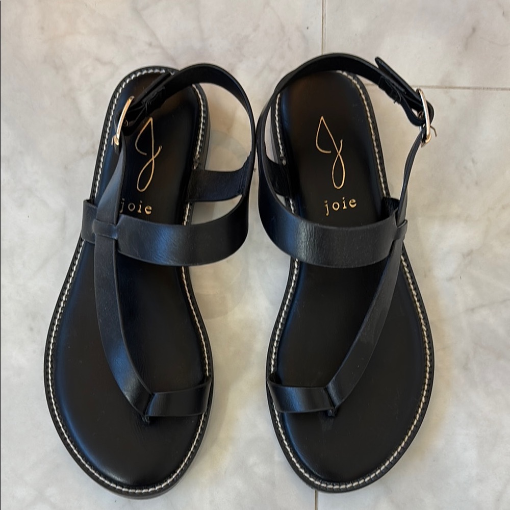 Joie Black Thong Sandals with T-Strap Design